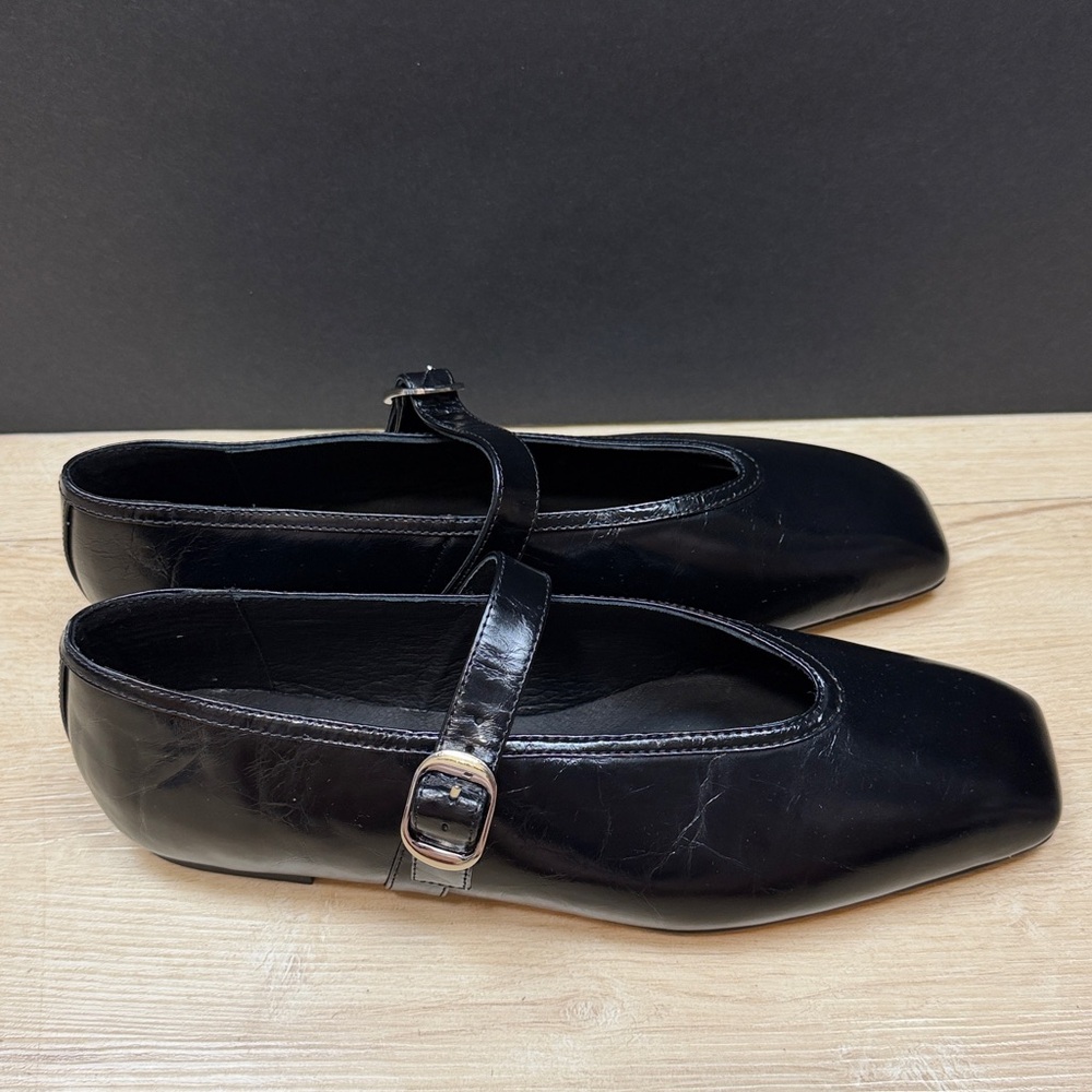 Tony Bianco Black Mary Jane Leather Flats - Picture 3 of 10